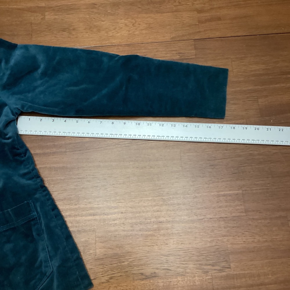 Womens Teal Blue Corduroy Three Button Blazer Jacket with Floral Lining Medium - Picture 3 of 7